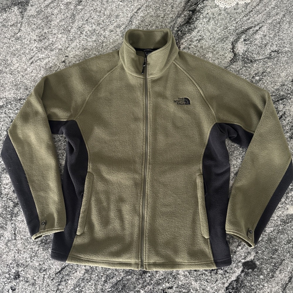 Vintage The North Face Jacket Men's Medium Green Full Zip Fleece Denali #219